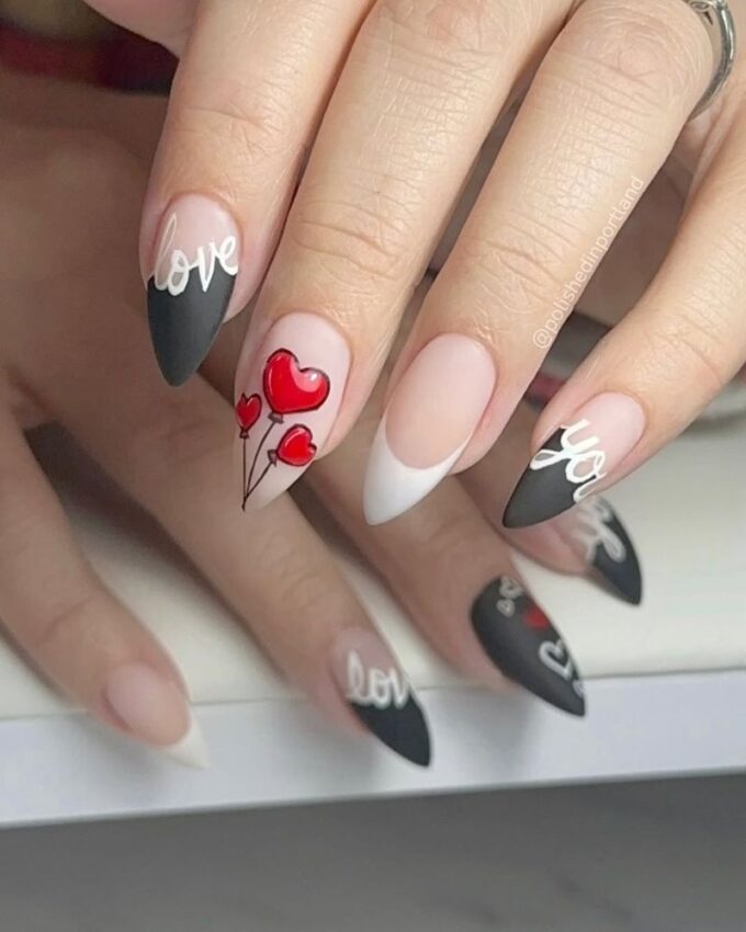 Ongles stilettos, ongles mignons Saint-Valentin