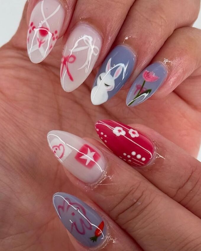 Ongles printaniers mignons, nail art de Pâques