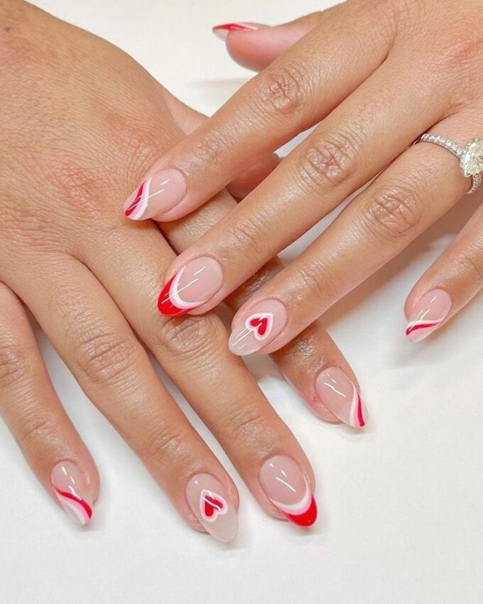 Ongles élégants Saint-Valentin, manucure minimaliste