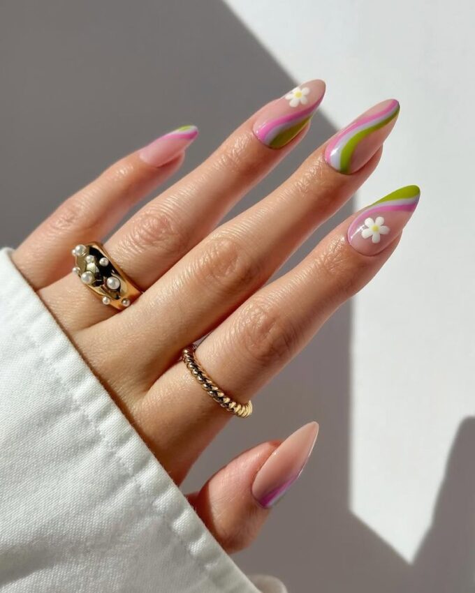 Idée de nail art de printemps, ongles simples