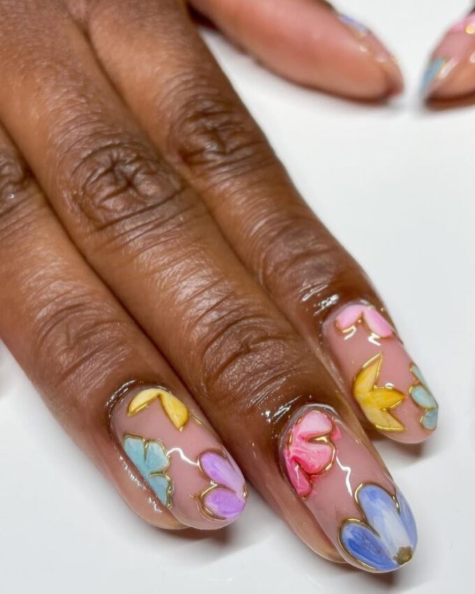 Nail art printanier, nail art floral