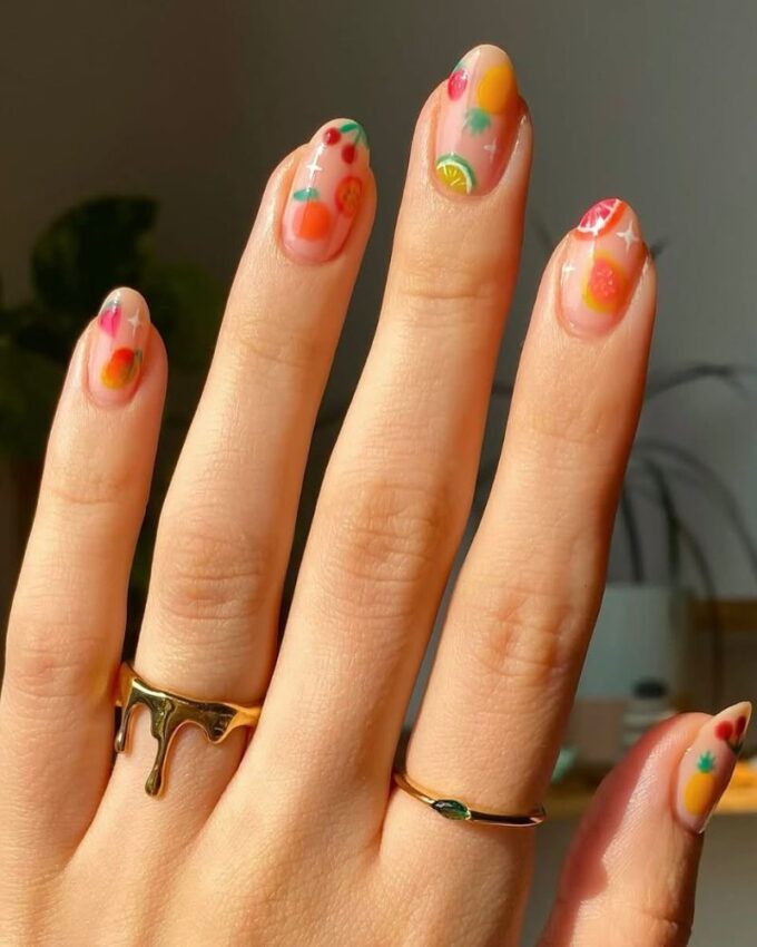 Nail art fruits, ongles printaniers