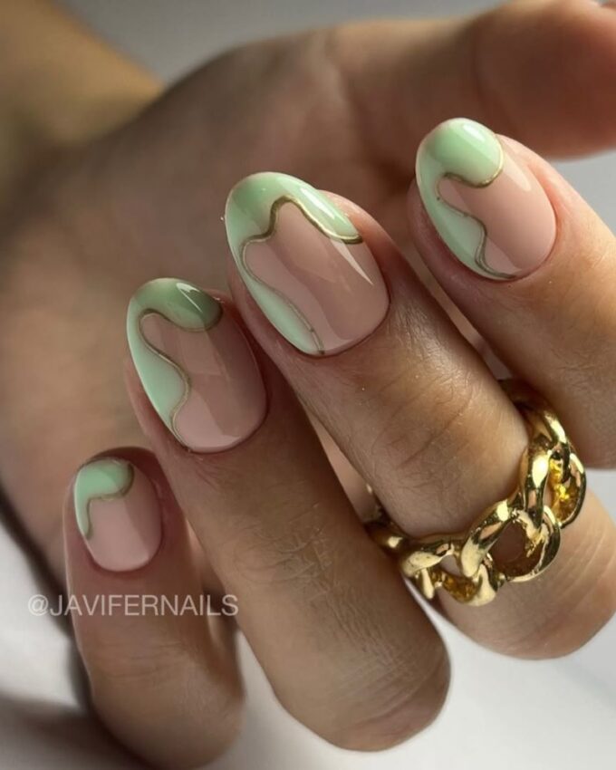 Ongles vert menthe, ongles printaniers élégants