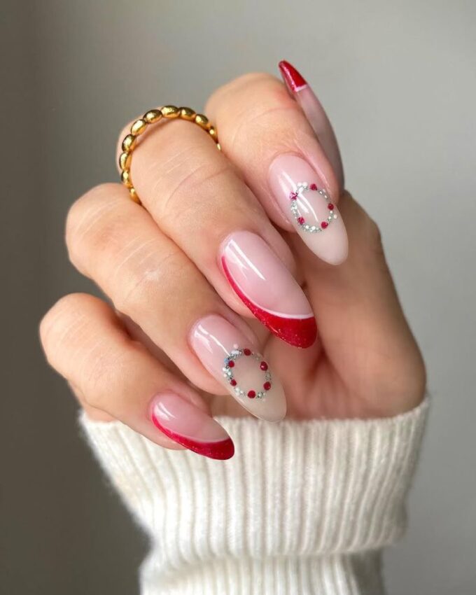 Design d’ongles de Noël simple, ongles de Noël mignons