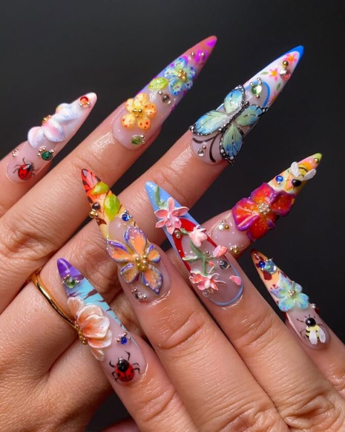 Nail art papillon, idées de nail art de printemps