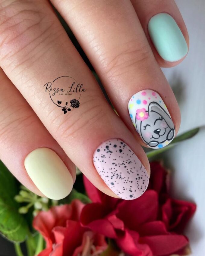 Ongles pastel, idée de manucure de Pâques