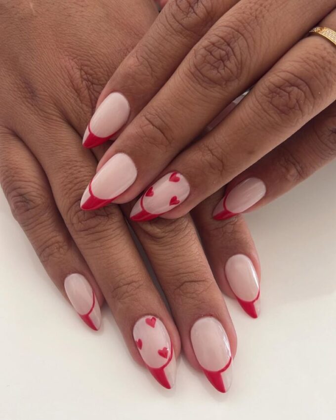 Ongles rouges Saint-Valentin, manucure simple