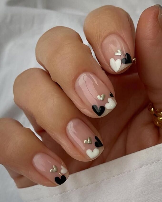 Manucure Saint-Valentin, ongles élégants, idées de nail art cœur