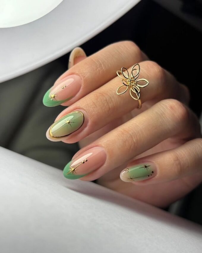 Ongles verts, idée de manucure printanière