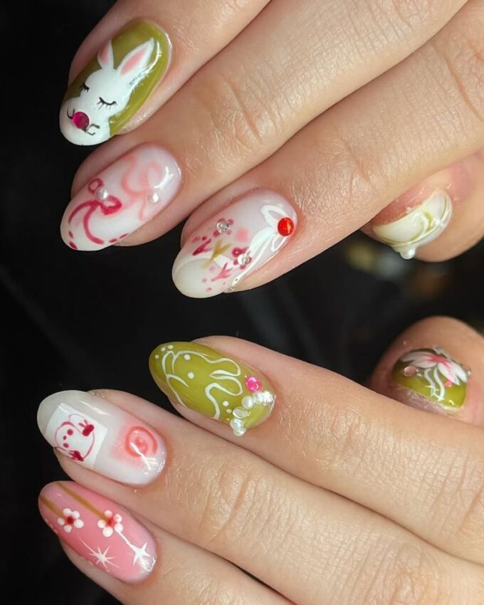 Ongles de Pâques, manucure mignonne