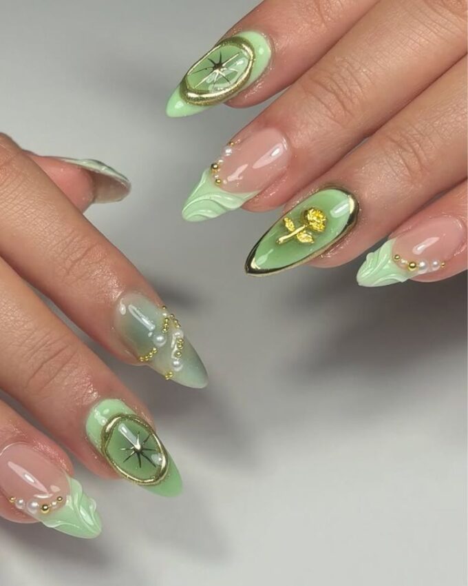 Ongles verts, ongles vert clair